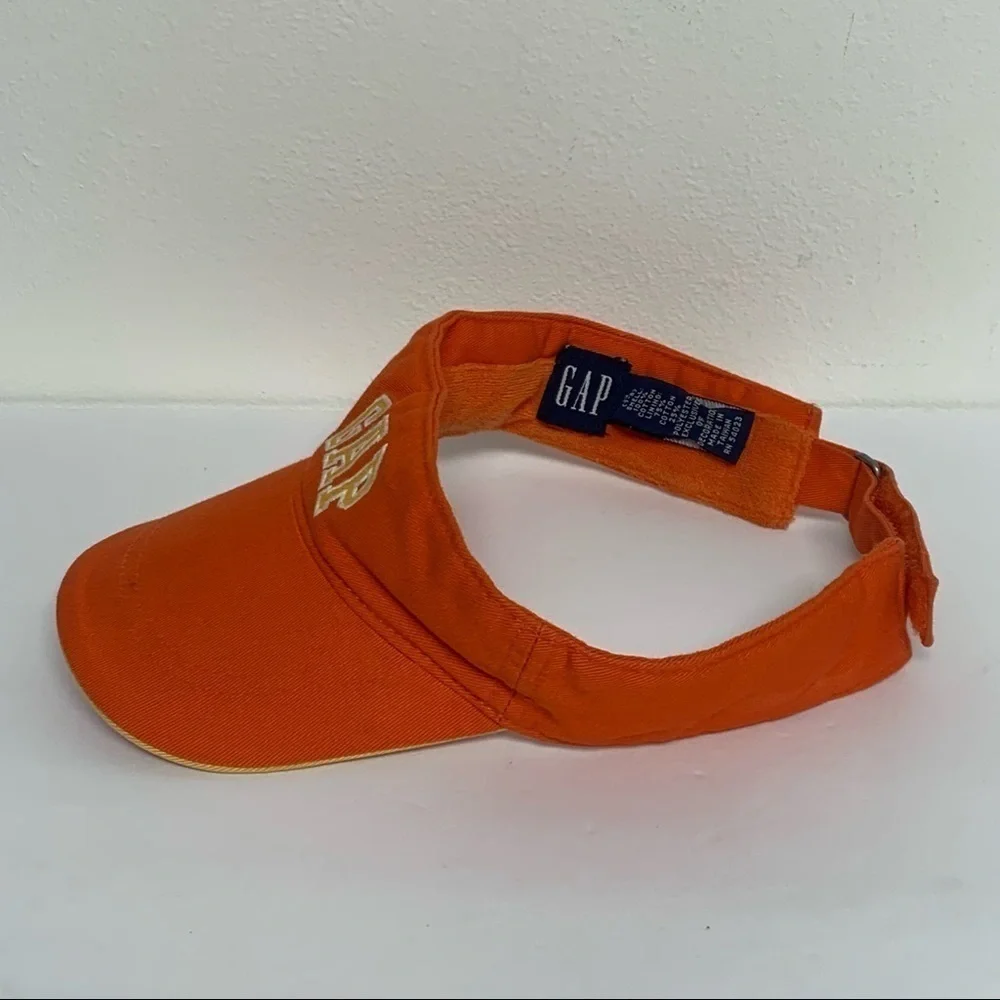 GAP Size Medium Kids (7-8) Unisex Orange GAP Adjustable Logo Sun Visor Hat